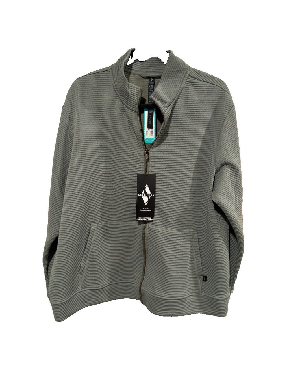 Skechers Women's Go Walk Ribbed Jacket Ottoman Full Zip Light Green XXL
